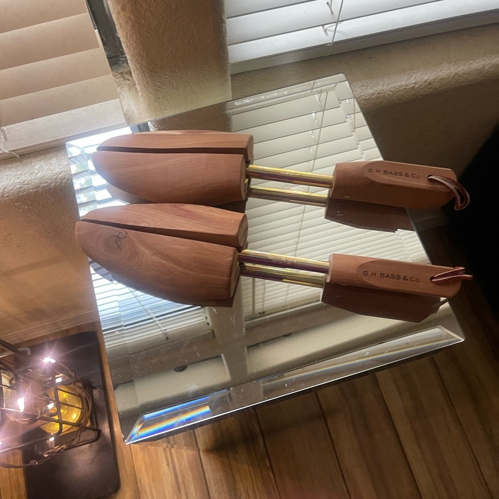 G. H. Bass & Co wooden cedar men's shoe trees.